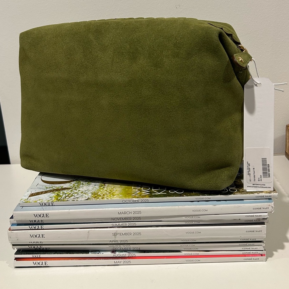 NWT Stoney Clover Lane Olive Green Suede Pouch!